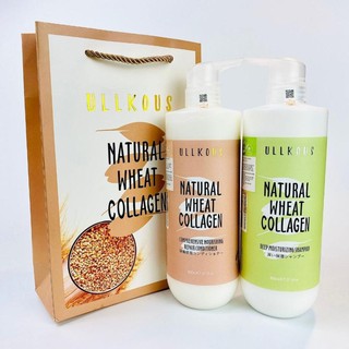 Cặp dầu gội xả ullkous natural wheat collagen 800ml x2