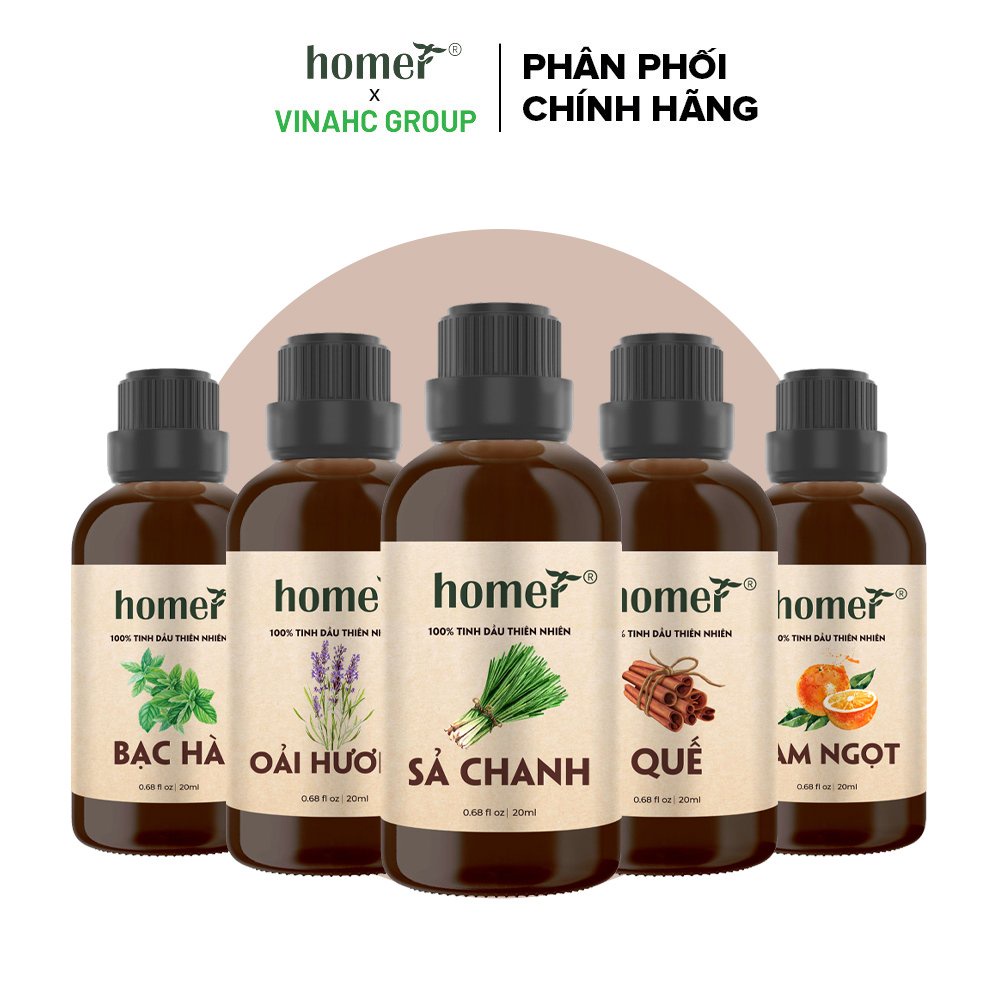 Tinh dầu thảo mộc Homer - Tinh dầu Homer - Tinh dầu thiên nhiên đạt chuẩn kiểm định đa dạng mùi hương 20ml/100ml