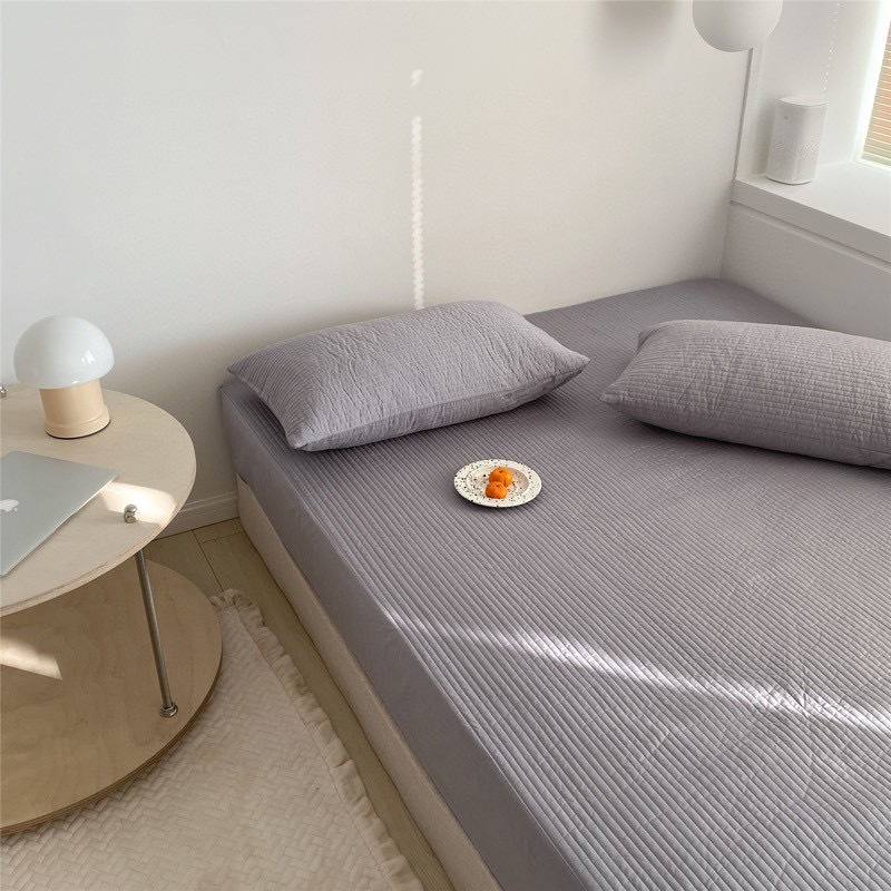 40 Thread Count Twill pure cotton quilted fitted sheet Korean pure color cotton sandwiched bedspread Simmons protective cover mattress cover 9icy