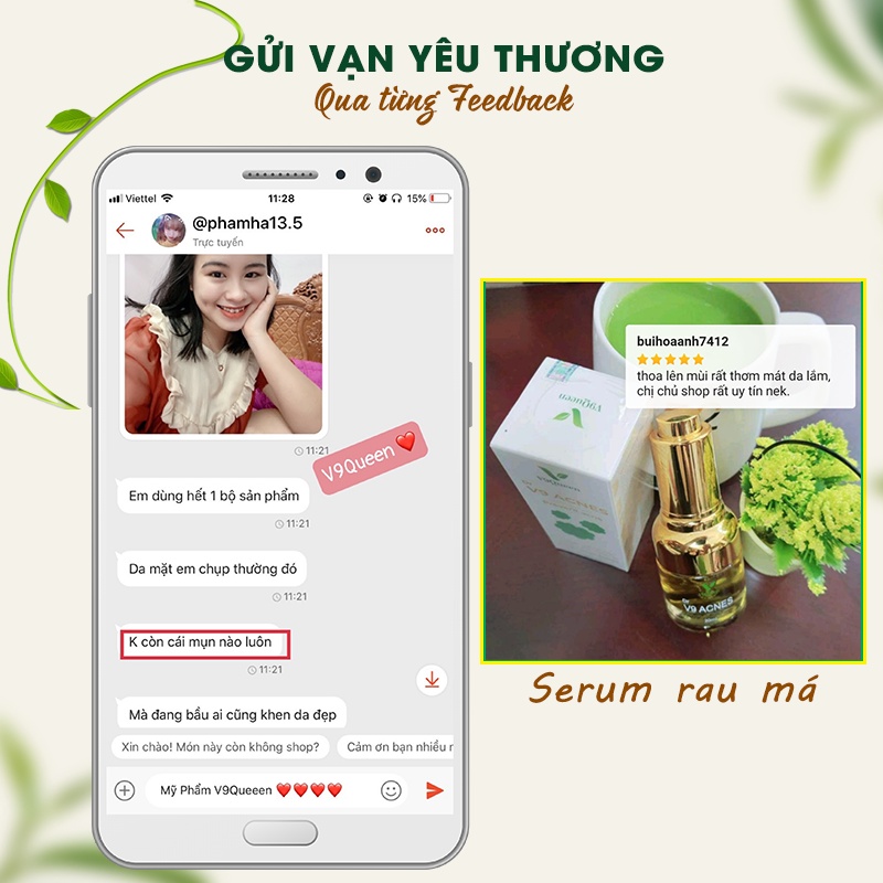 Serum Xóa Mụn Mờ Thâm, Dưỡng Trắng Da - Mỹ Phẩm Bà Bầu V9Queen