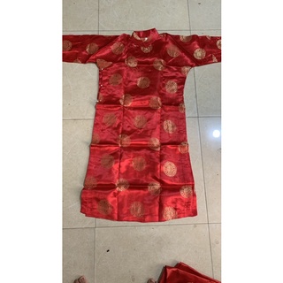 Khăn áo mừng thọ, áo dài lễ hội hoa văn đồng tiền gấm thượng hải cao cấp đủ màu đủ size