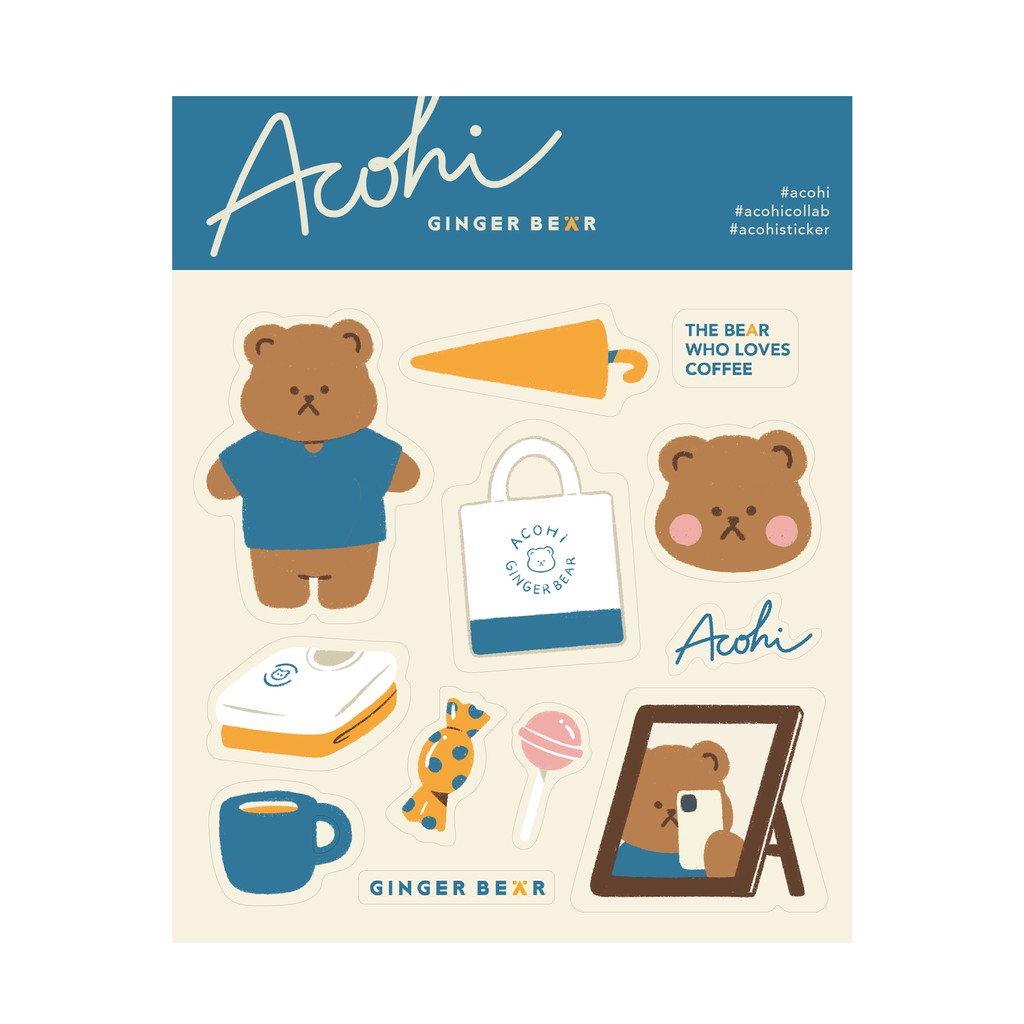 HÌNH DÁN ACOHI COFFEE-BEAR STICKER