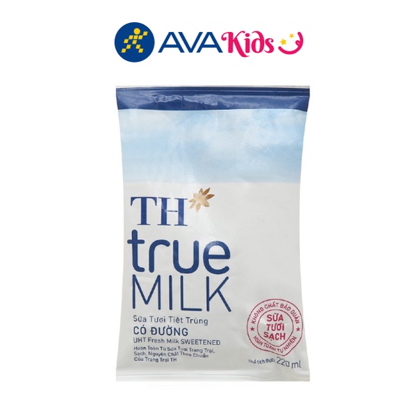 Sữa tươi tiệt trùng có đường TH true MILK bịch 220ml