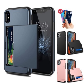 Ốp điện thoại có ngăn trượt đựng thẻ tiện dụng cho iphone 13 12 mini 11 pro xs max xr x 6 6s 7 8 plus se 2020