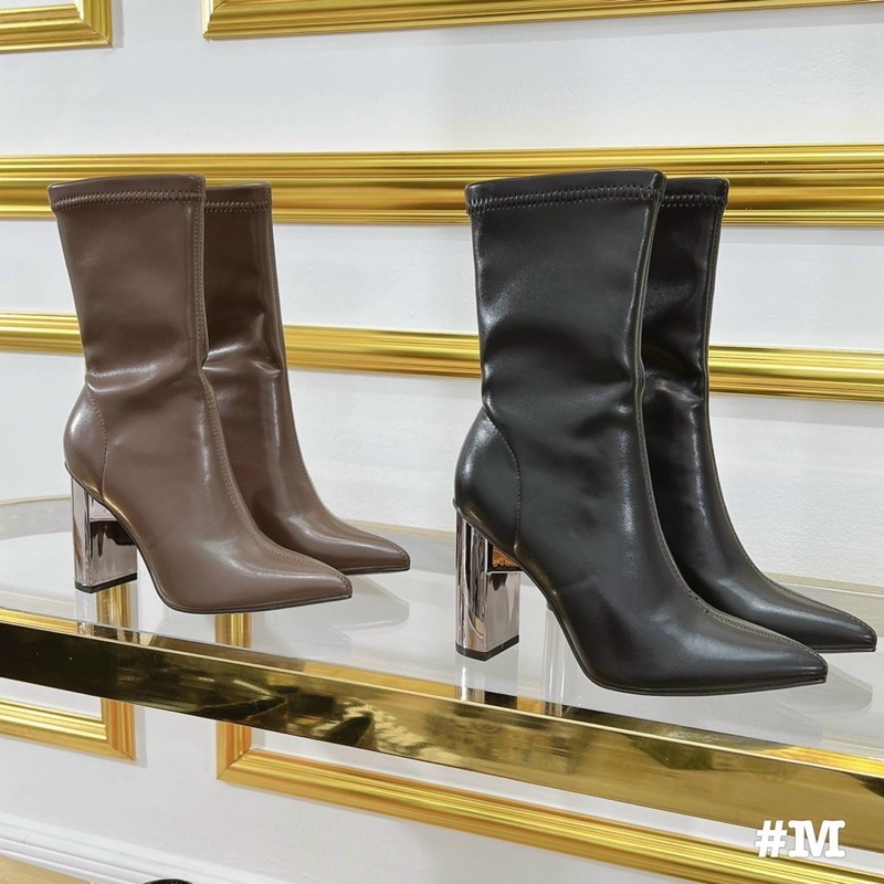 Boot cao gót da trơn gót gương fullbox