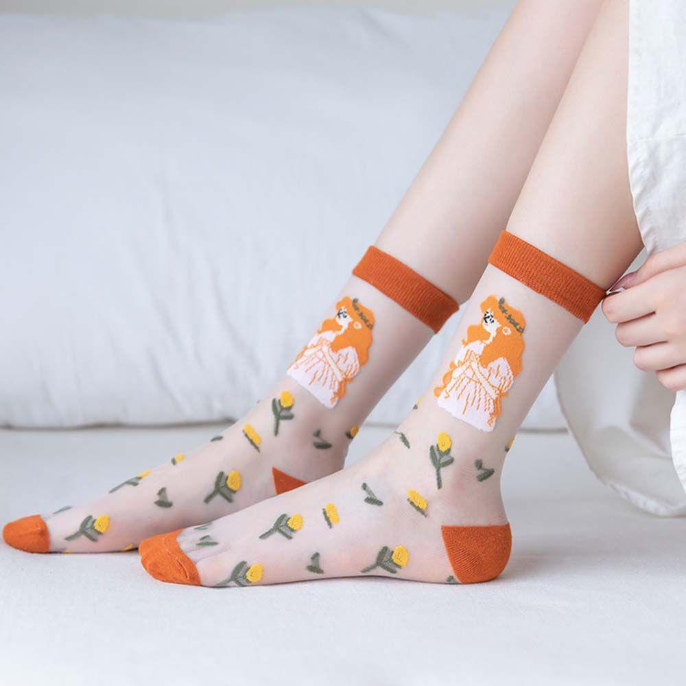 Đôi Vớ Ren Hoa Trong Suốt Phong Cách Hàn Quốc Dành Cho Nữ