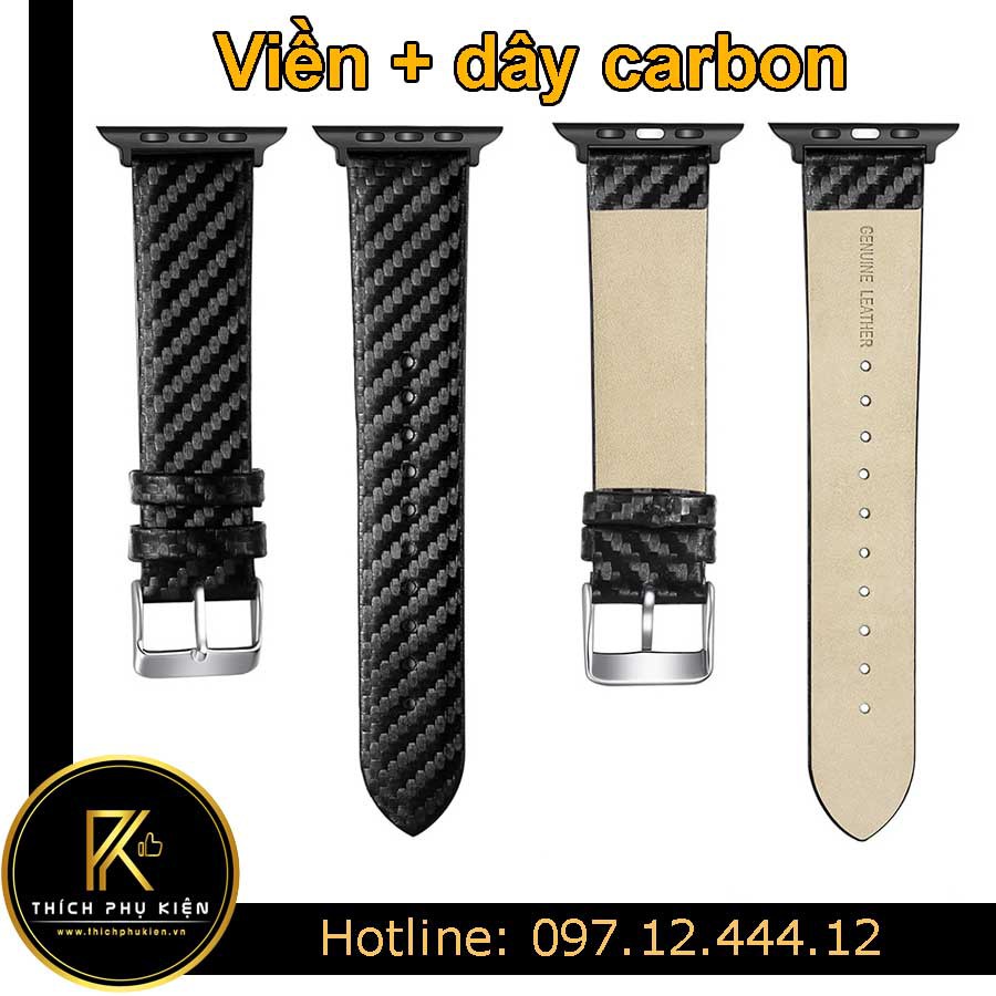 Ốp Viền - Dây Đeo Da Carbon Apple Watch