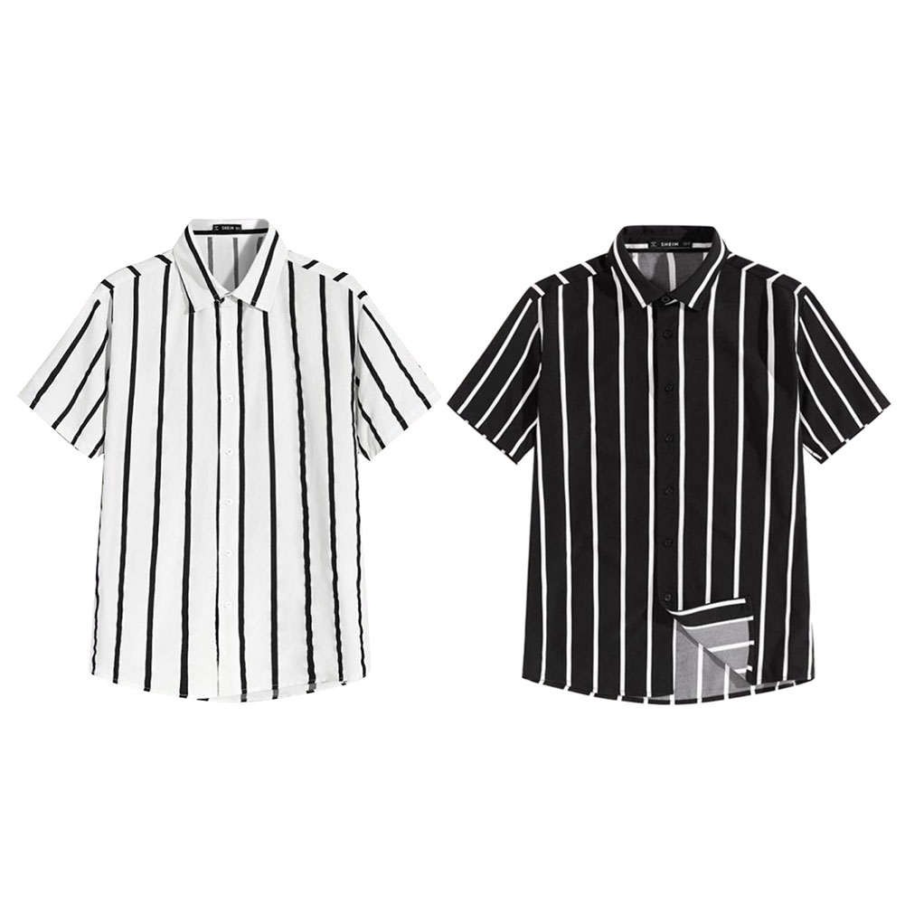 Áo Sơ Mi Nam Ngắn Tay Họa Tiết Kẻ Sọc Thời Trang