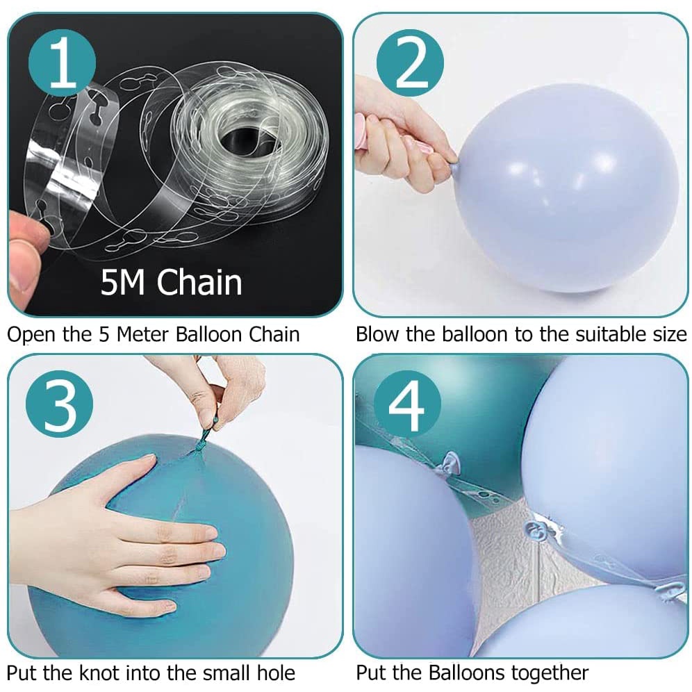 Set 140 Bong Bóng Dạng Vòm Màu Trắng Xám Cát Cổ Điển Trang Trí Tiệc Sinh Nhật Bé