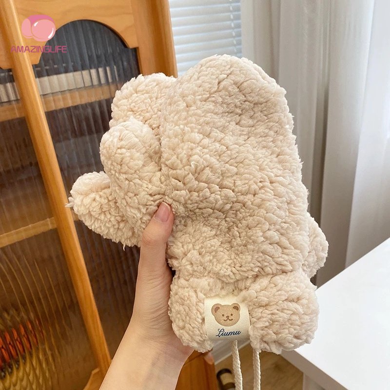 Găng Tay Hai Lớp Giữ Ấm Mùa Đông Chống Lạnh Hình Gấu Nhỏ Dễ Thương Cho Nữ