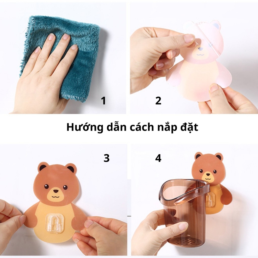 Cốc Gấu Dán Tường Đựng Bàn Chải Đánh Răng