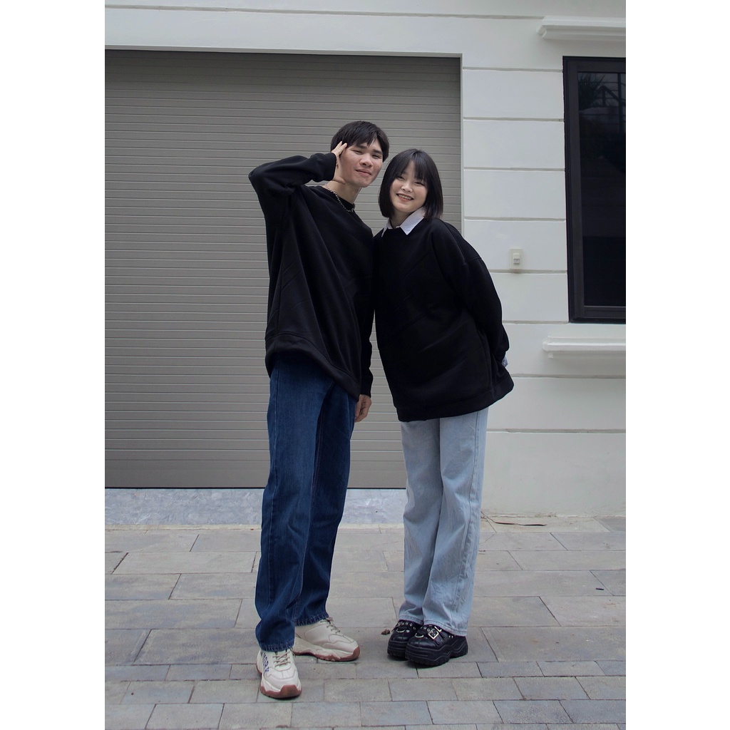 Áo sweater oversize trơn KATI from rộng cho nam và nữ chất liệu nỉ bông | BigBuy360 - bigbuy360.vn