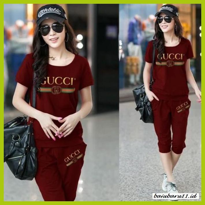 Bộ Áo Thun + Quần Dài Gucci Ght67 Cho Nữ