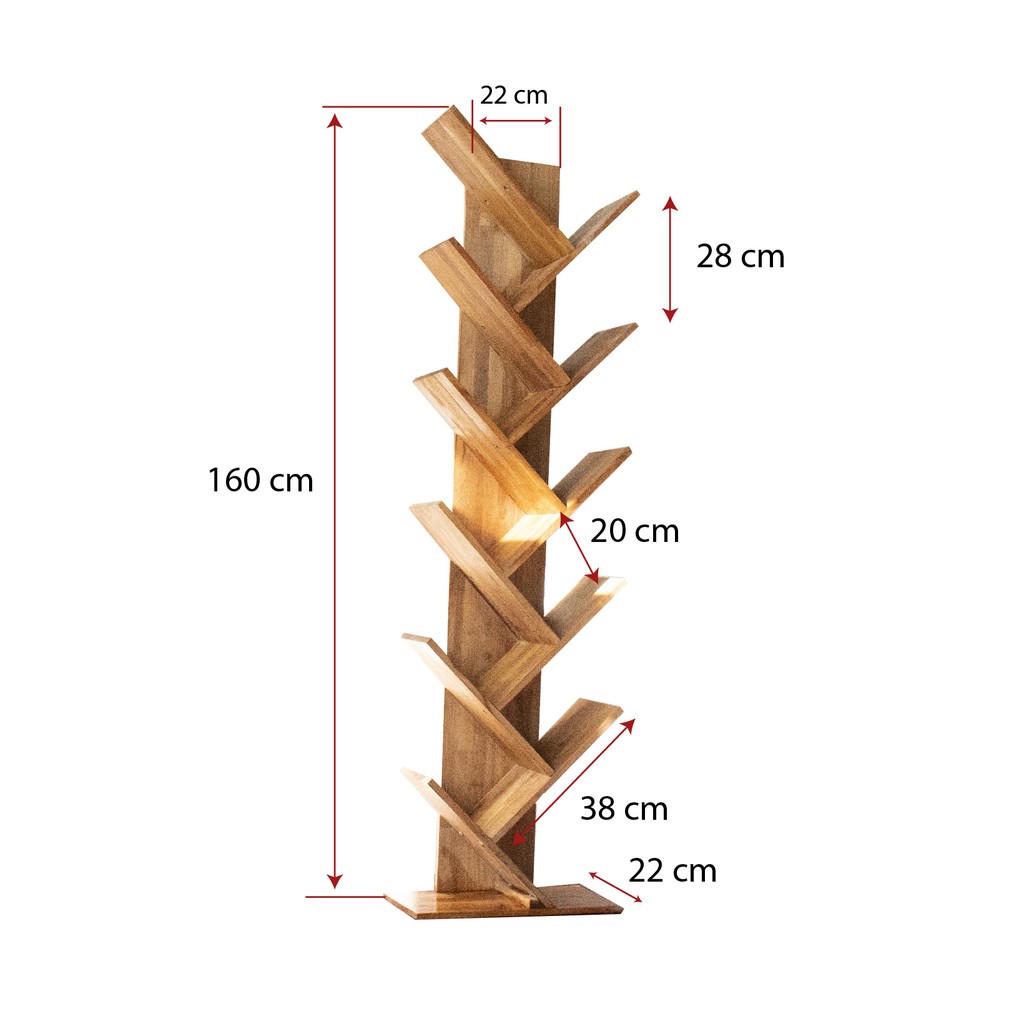 kệ sách hình xương cá GKconcept 100% từ gỗ mật hồng tự nhiên, thiết kế đẹp mắt, đa công năng sử dụng