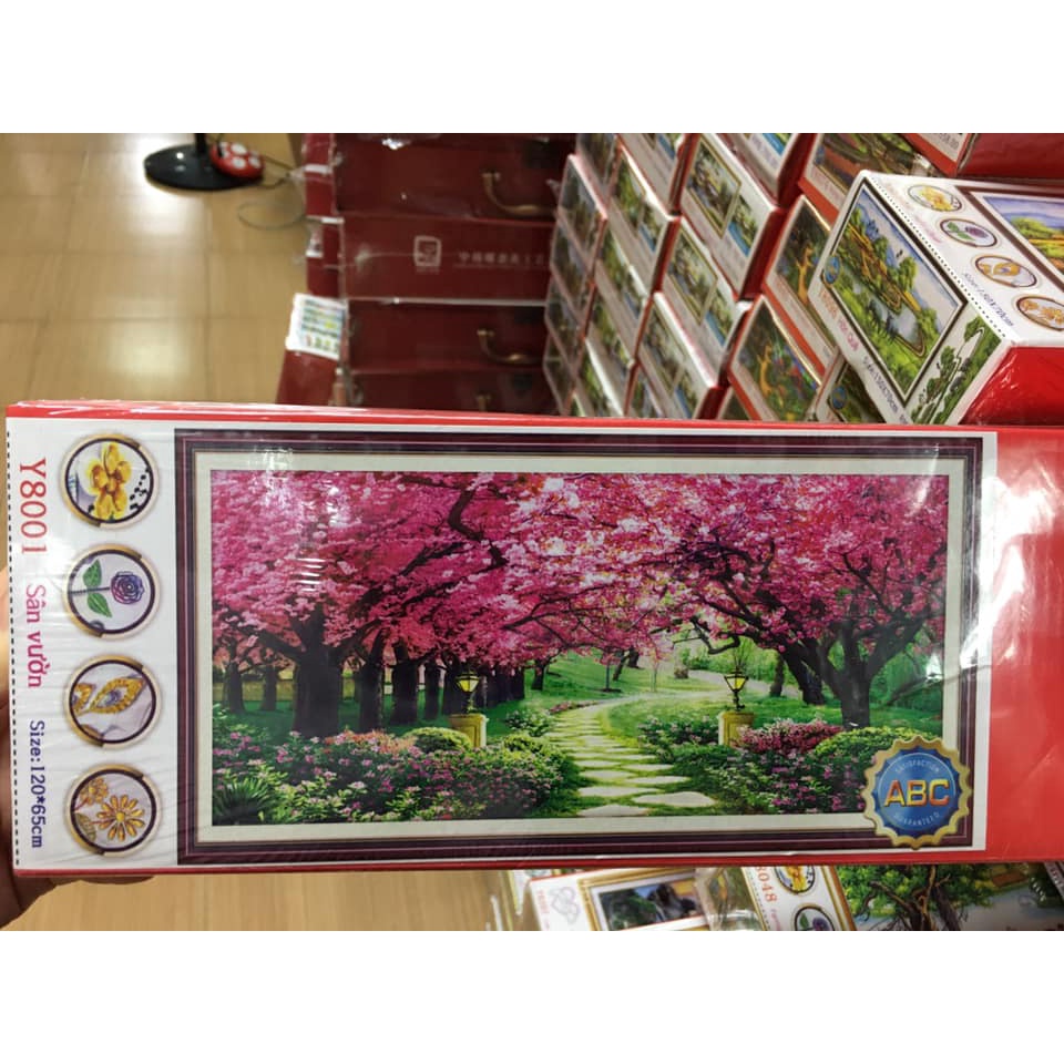 Tranh đính đá hàng cây tím Con đường tình yêu. 120x65cm.160x75cm,200x90cm.Tranh gắn đá chưa gắn.
