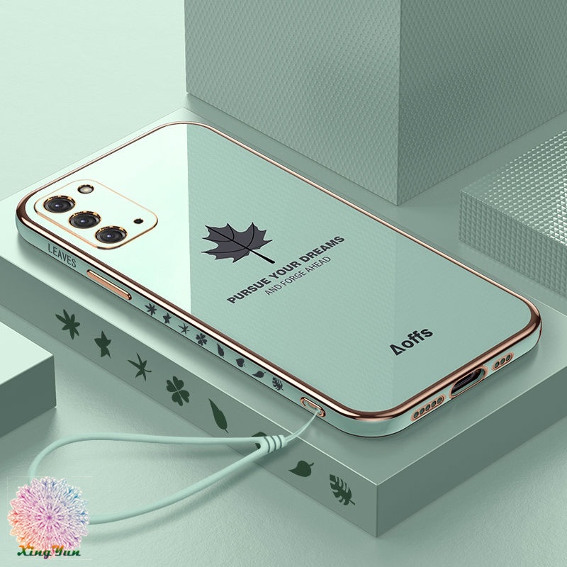 Ốp Điện Thoại Mềm Họa Tiết Lá Phong Có Dây Đeo Cho Samsung A02S A10S A31 A30 A20 A70 A70S S10 S10 Plus Note10 Note10 Pro