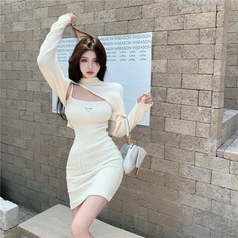 COZOK Set đầm hoa + áo khoác tay dài thiết kế độc đáo thời trang cho nữ