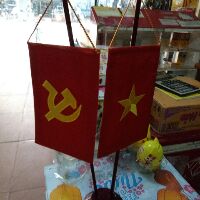 Cờ tổ quốc,  đảng để bàn (cờ thêu 2 mặt)