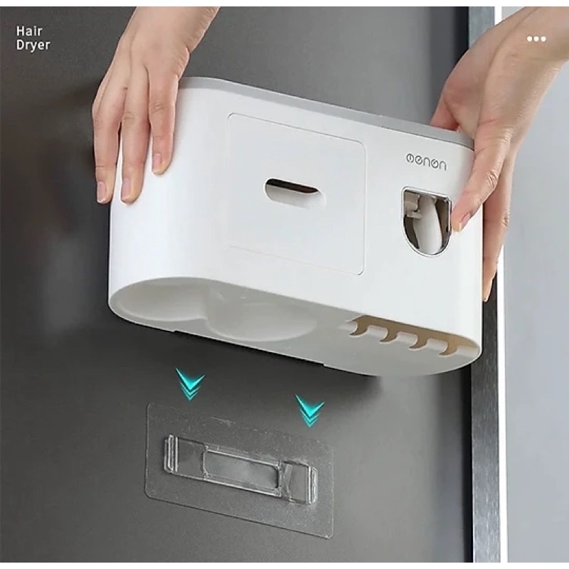 Kệ để đồ nhà tắm kèm miếng dán  2 cốc, 3 cốc, 4 cốc - Bộ nhả kem đánh răng siêu tiện lợi cho mọi gia đình