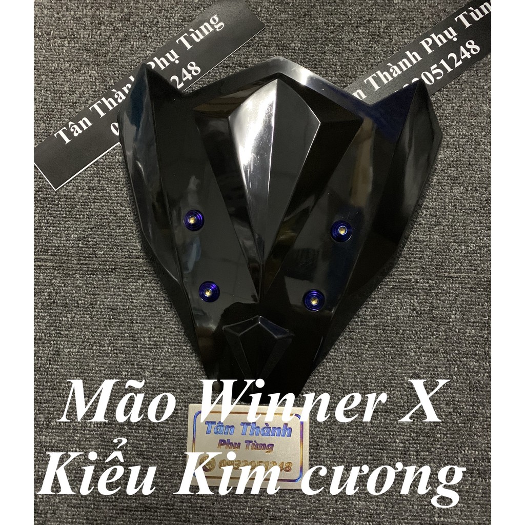 Mão Winner X kiểu kim cương đen nhựa trong kèm 4 ốc xanh titan