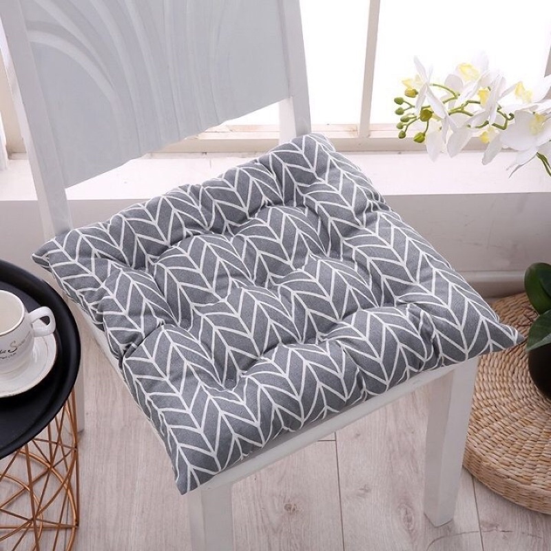 Đệm Ngồi Bệt Kiểu Nhật, đệm lót ghế Vuông Và Tròn Sang Trọng - Trần Vi Tính Size 40cm x 40cm, bông trắng cực êm