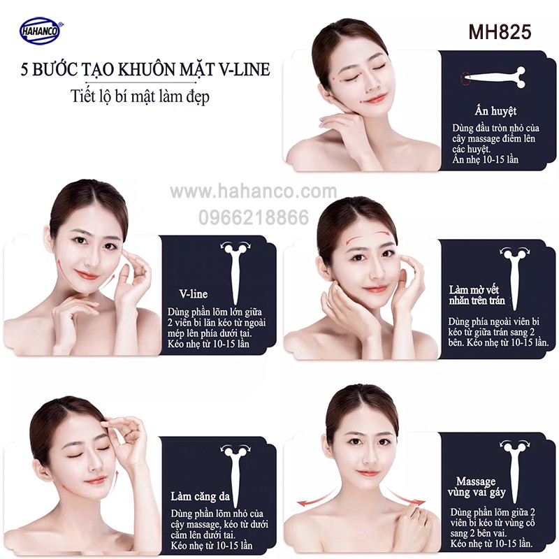 Dụng cụ lăn 3D - V Line massage nâng cơ mặt và body bằng sừng - MH825 - HAHANCO