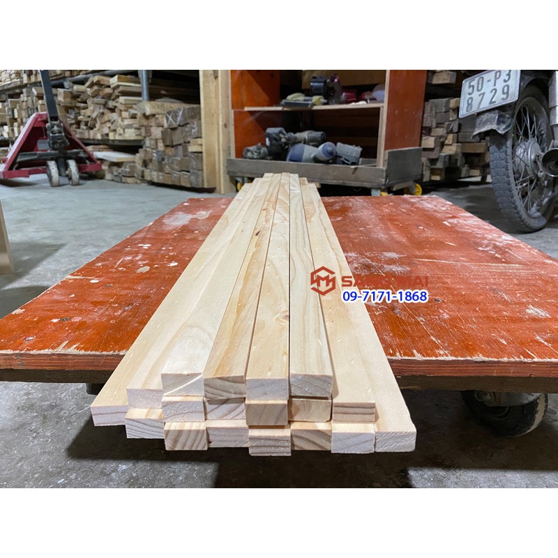 [MS96] Thanh gỗ thông 2,5cm x 1,5cm x dài 120cm + láng mịn 4 mặt