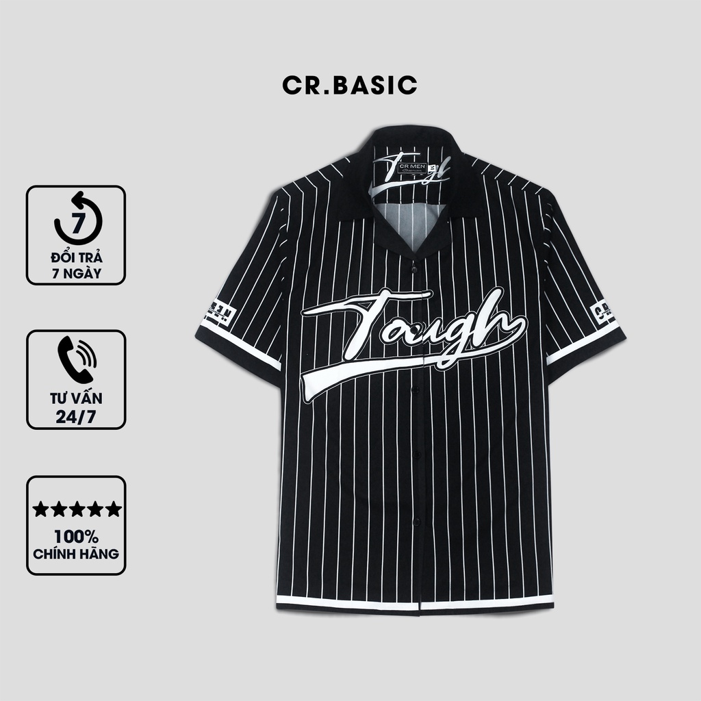 Áo sơ mi tay ngắn nam nữ CR.BASIC form rộng sơ mi họa tiết ngắn tay unisex cộc tay USM653