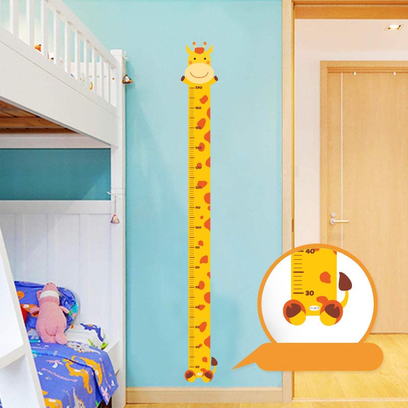 Decal dán tường thước đo chiều cao trẻ em bé hình con vật