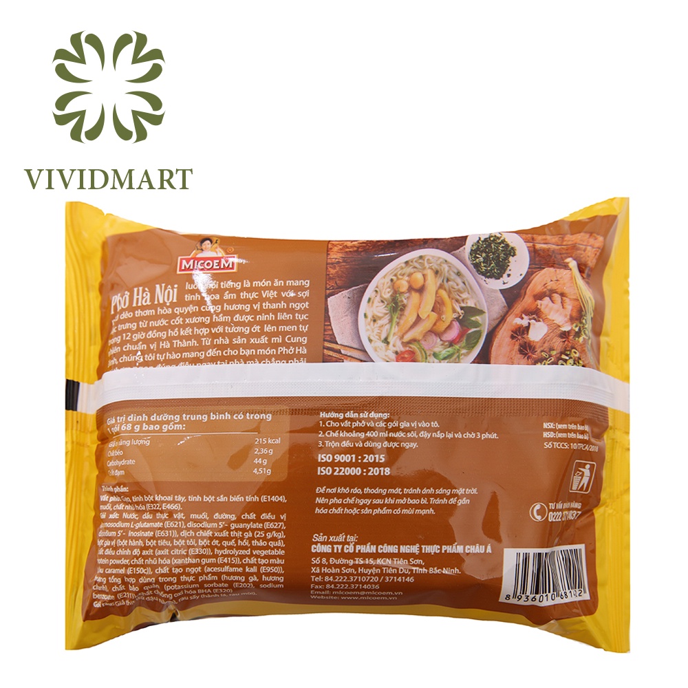 Phở Cung Đình Hà Nội 2 vị bò, gà – Gói 68g - MICOEM