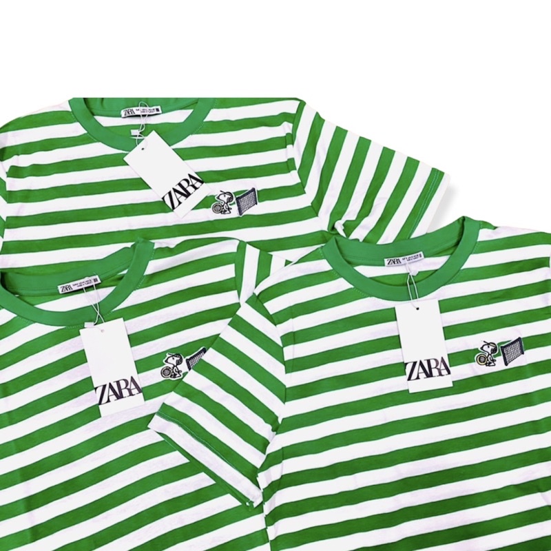 Áo thun kẻ sọc zara vnxk thêu snoopy dễ thương