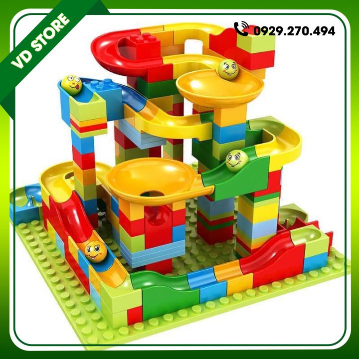 Bộ Xếp Hình Cầu Trượt Lego Thả Bi 168 - 336 Chi Tiết Cho Bé Đồ Chơi Xếp Hình Phát Triển Trí Não