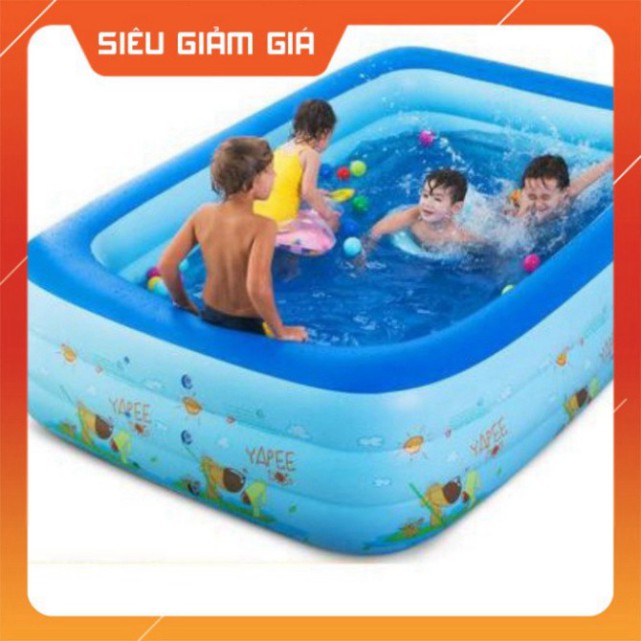 BỂ BƠI PHAO BƠI KÈM MIẾNG VÁ KT 1,2M/1,3M/1,5M/1,8M/2,1M CHỮ NHẬT 3 TẦNG