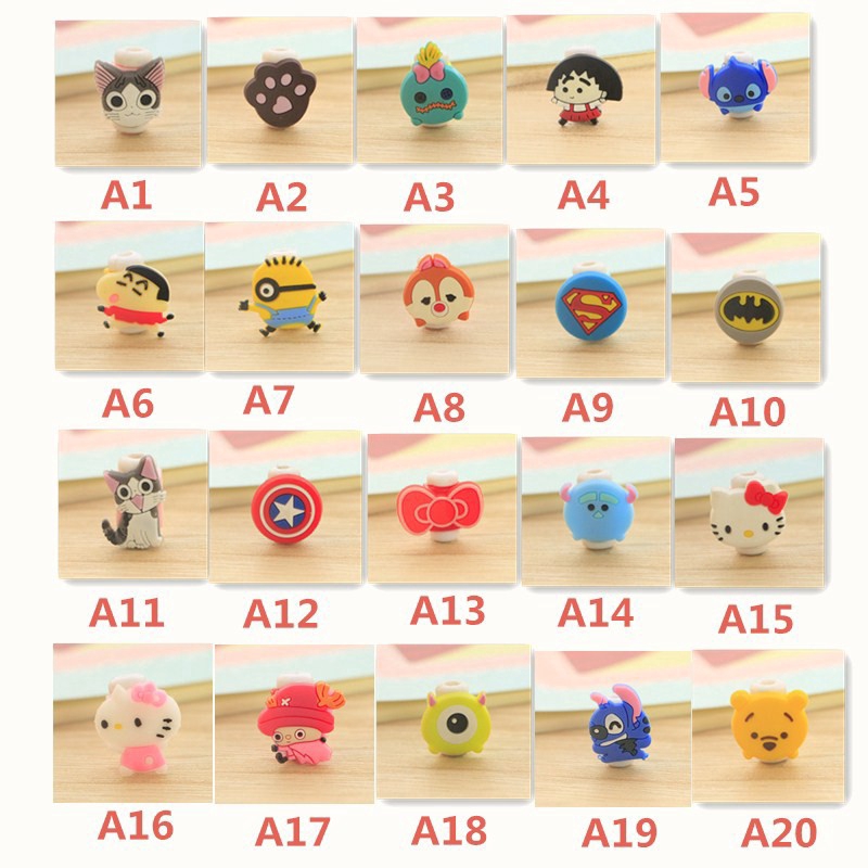 Bộ Phụ Kiện Bảo Vệ Đầu Dây Cáp Sạc 8 Pin Hình Hoạt Hình Dễ Thương