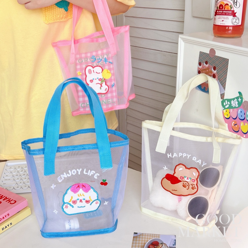 Túi Lưới Đựng Đồ Đi Biển Họa Tiết Hoạt Hình Dễ Thương