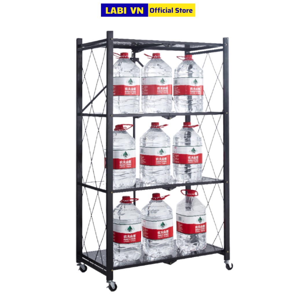 Kệ lò vi sóng thép carbon đa năng 3 4 5 tầng gấp gọn có bánh xe LABI VN LB070
