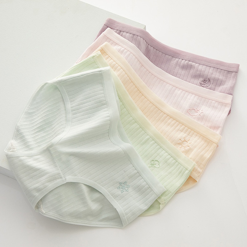 Quần Lót Lưng Vừa Thoáng Khí Màu Sắc Đơn Giản Cho Nữ
