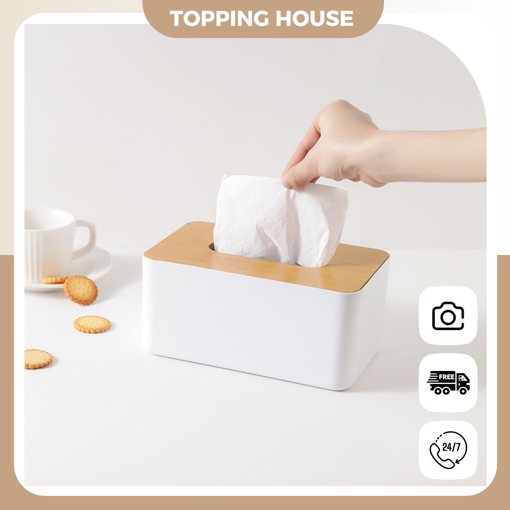 Hộp Đựng Khăn Giấy Ăn Nắp Gỗ Tiện Lợi Để Bàn - GD05