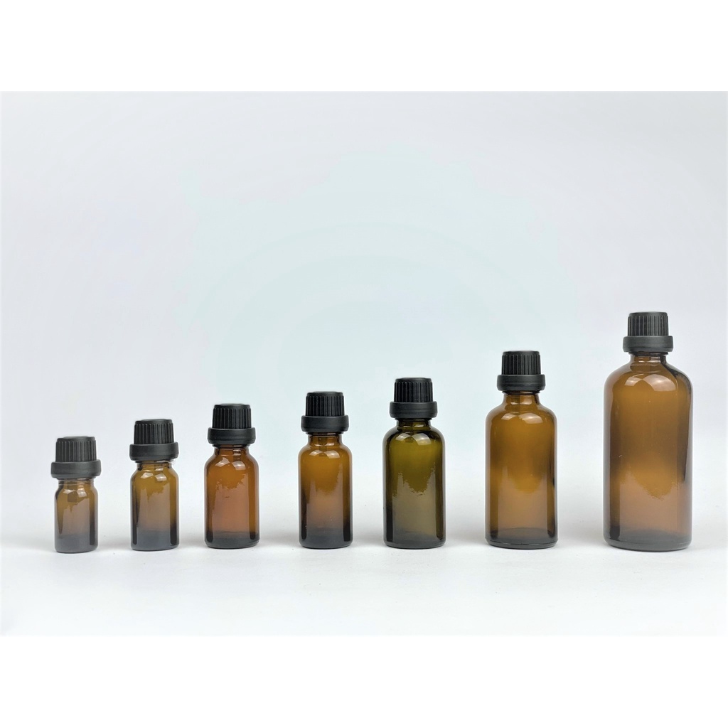 Lọ đựng chiết tinh dầu thủy tinh màu nâu nắp nhựa đen nhỏ giọt dung tích 5ml/10ml/15ml/20ml/30ml/50ml/100ml [Giá sỉ/Lẻ]