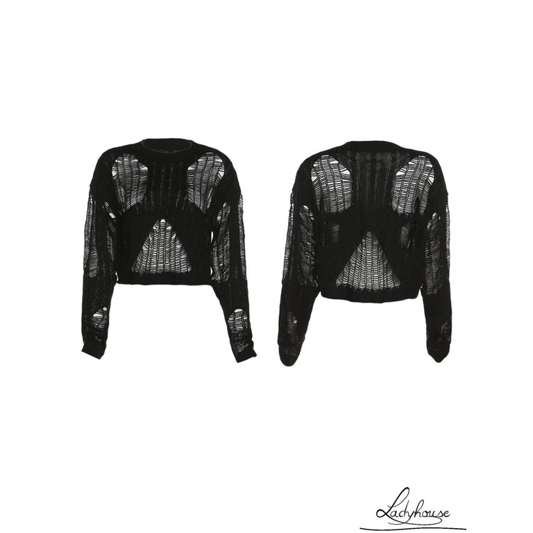 Áo Croptop Dệt Kim Tay Dài Cổ Tròn Màu Sắc Đơn Giản Cho Nữ