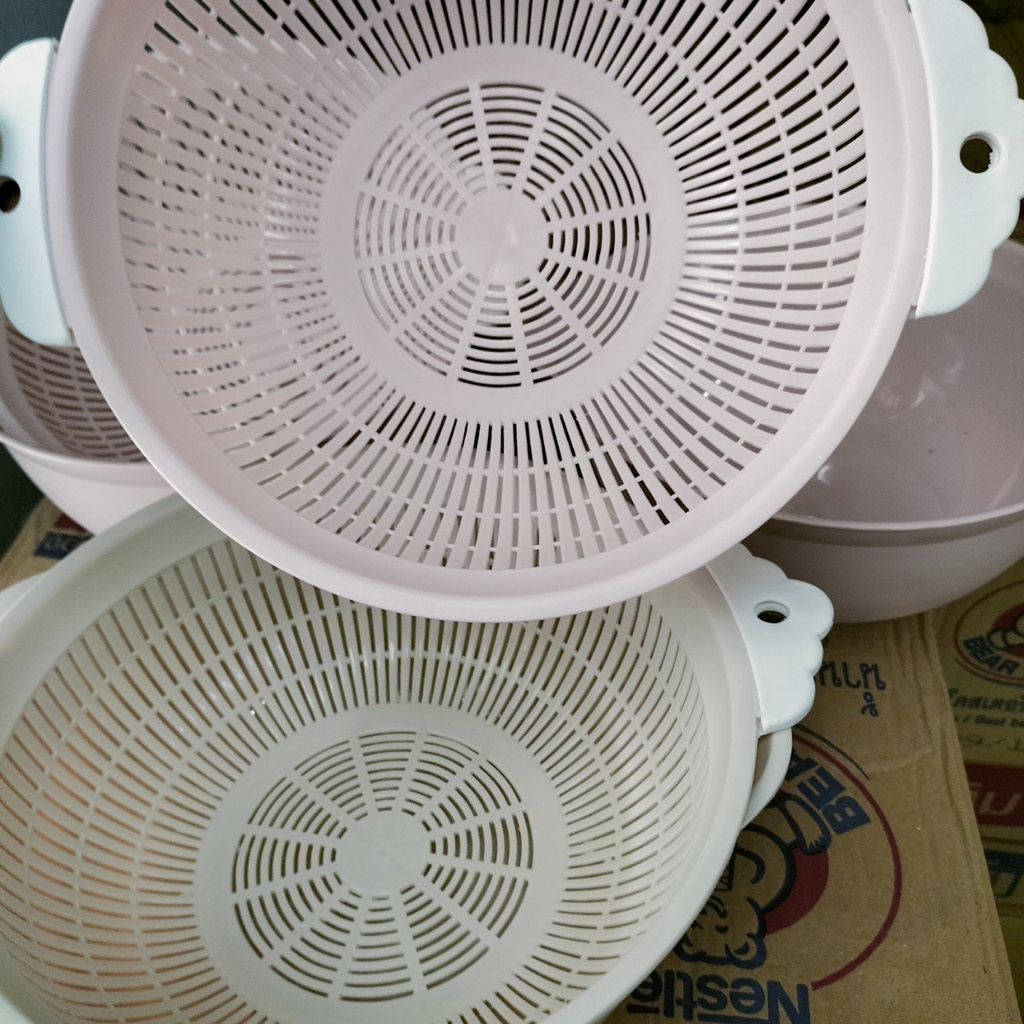 (Màu Ngẫu Nhiên) Rổ Nhựa Đựng Rau, Hoa Quả 2 Lớp Đa Năng Tiện Dụng Nhựa Việt Nhật Cao Cấp 25x13x12