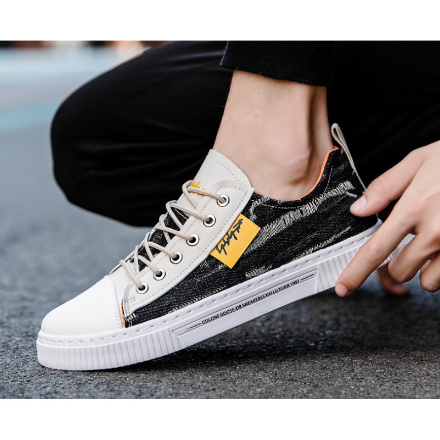 [Freeship] Giày Sneaker Nam Vải Bò Rách Phối Da Cao Cấp, Fullbox 2 màu | BigBuy360 - bigbuy360.vn