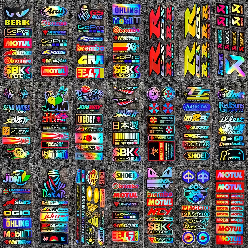 JDM AKRAPOVIC MOTUL Brembo GoPro Vinyl Holographic Sticker Dán xe máy và Đề can Chống thấm nước