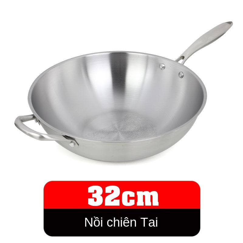 ✲Chảo chống dính không dầu của Đức inox 304 gia dụng tráng nồi nấu bếp từ dùng gas