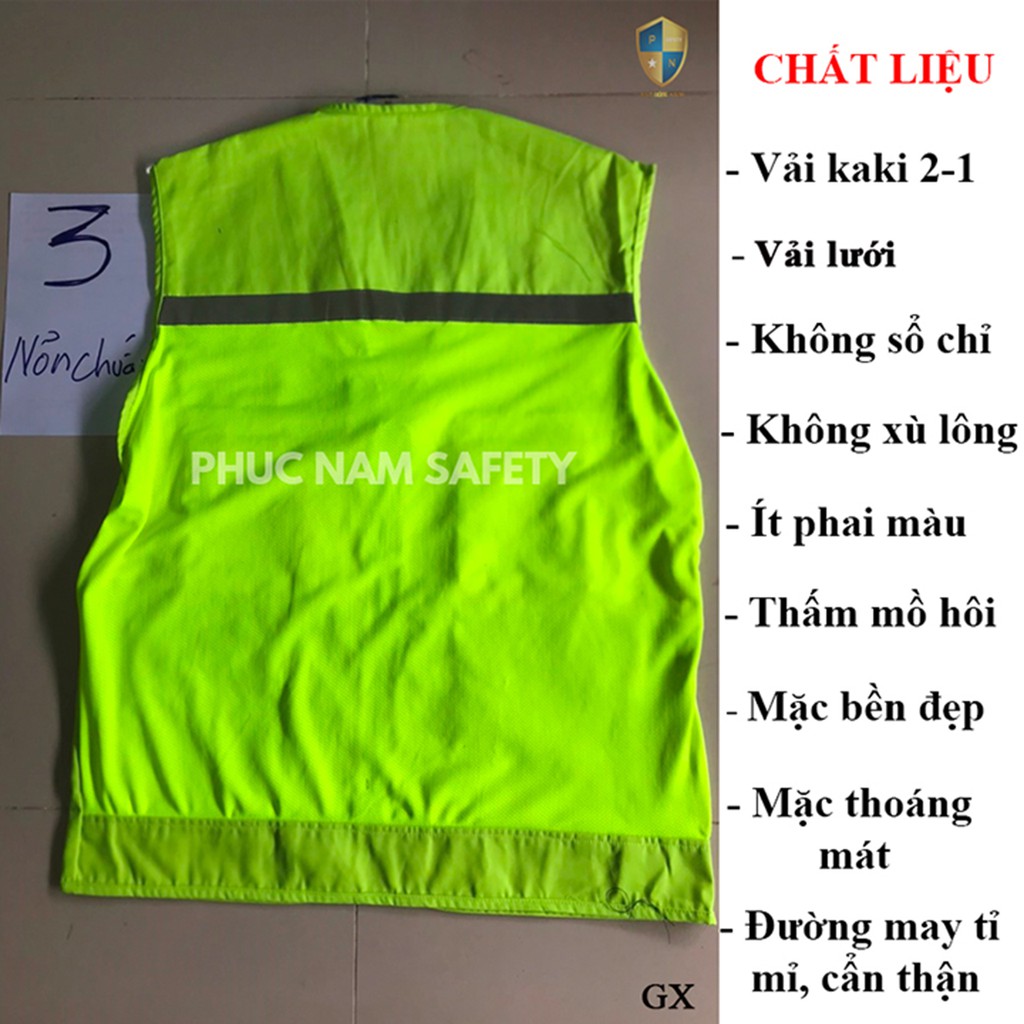 Áo bảo ghi lê phản quang màu nõn chuối , áo ghi lê, đồng phục kỹ sư, BHLĐ Phúc Nam