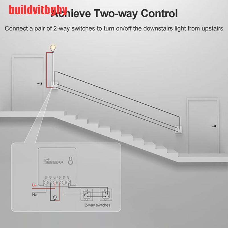 {buildvitbghy}SONOFF MINI DIY Wifi Smart Switch Two Way Switch Via APP Remote Control Switches OSE