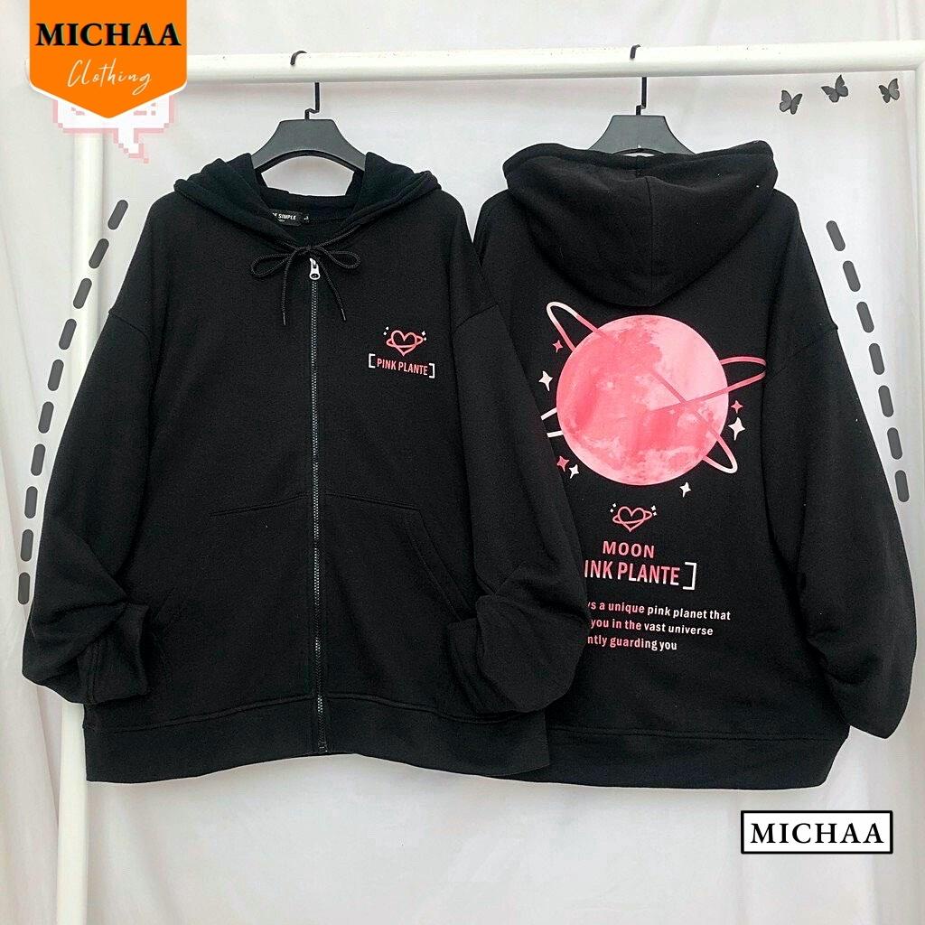 Áo Khoác Nỉ Hoodie FE PINK PLANTE MOON Nam Nữ Ulzzang Unisex Dây Kéo Form Rộng - MICHAA
