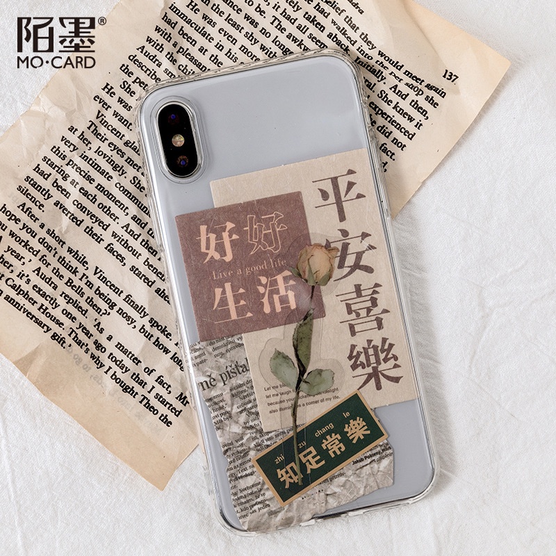 Sticker vintage và giấy nền retro  set 15 tờ trang trí điện thoại sổ tay thẻ làm đồ DIY bullet journal...HD124-K61