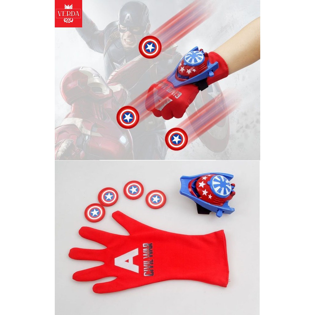 Găng tay người nhện trẻ em siêu nhân bắn đĩa cho bé cosplay superman captain ironman spider man bao tay dơi sắt gloves