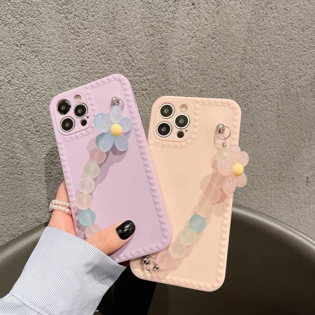 Ốp Điện Thoại tpu Dẻo Họa Tiết Hoa Hướng Dương Kèm Vòng Đeo Tay Cho iphone 12 11 pro max xs max xr x 7 8 plus